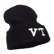 VT Vermont State Embroidered Long Beanie