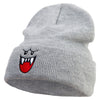 Mario Ghost Face Embroidered 12 Inch Long Knitted Beanie - Heather-Grey OSFM