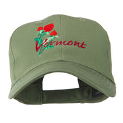 USA State Vermont Red Clover Embroidery Cap