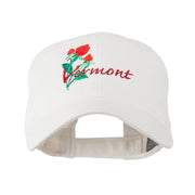 USA State Vermont Red Clover Embroidery Cap