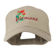 USA State Vermont Red Clover Embroidery Cap