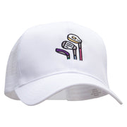 Golf Clubs Embroidered Solid Cotton Prostyle Twill Mesh Cap - White OSFM