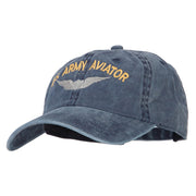 US Army Aviator Embroidered Washed Cotton Twill Cap