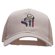 Golf Clubs Embroidered Solid Cotton Prostyle Twill Mesh Cap - Khaki OSFM