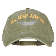 US Army Aviator Embroidered Washed Cotton Twill Cap