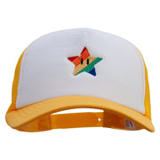 Mario Rainbow Star Embroidered Cotton Trucker Cap - Gold OSFM