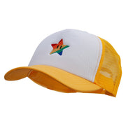 Mario Rainbow Star Embroidered Cotton Trucker Cap - Gold OSFM