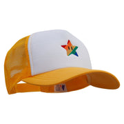 Mario Rainbow Star Embroidered Cotton Trucker Cap - Gold OSFM