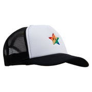 Mario Rainbow Star Embroidered Cotton Trucker Cap - Black OSFM