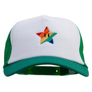 Mario Rainbow Star Embroidered Cotton Trucker Cap - Kelly-Green OSFM