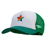 Mario Rainbow Star Embroidered Cotton Trucker Cap - Kelly-Green OSFM