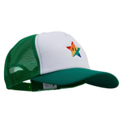 Mario Rainbow Star Embroidered Cotton Trucker Cap - Kelly-Green OSFM