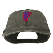 Vermont State Map Embroidered Washed Cotton Cap