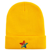 Mario Rainbow Star Embroidered 12 Inch Long Knitted Beanie - Yellow OSFM