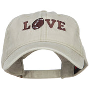 Love with Football Embroidered Washed Cotton Cap