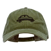 Classic VW Beetle Embroidered Washed Solid Pigment Dyed Cotton Twill Brass Buckle Cap