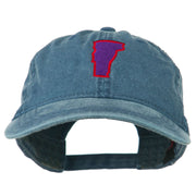 Vermont State Map Embroidered Washed Cotton Cap