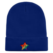 Mario Rainbow Star Embroidered 12 Inch Long Knitted Beanie - Royal OSFM