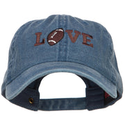 Love with Football Embroidered Washed Cotton Cap