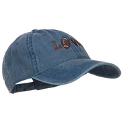 Love with Football Embroidered Washed Cotton Cap