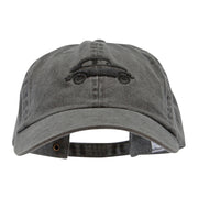 Classic VW Beetle Embroidered Washed Solid Pigment Dyed Cotton Twill Brass Buckle Cap