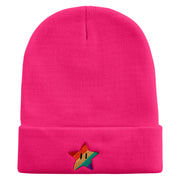 Mario Rainbow Star Embroidered 12 Inch Long Knitted Beanie - Magenta OSFM