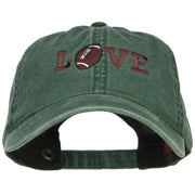 Love with Football Embroidered Washed Cotton Cap