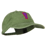 Vermont State Map Embroidered Washed Cotton Cap