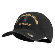 U.S. Army 32nd Infantry Brigade Embroidered Washed Solid Pigment Dyed Cotton Twill Brass Buckle Cap - Black OSFM