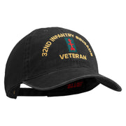 U.S. Army 32nd Infantry Brigade Embroidered Washed Solid Pigment Dyed Cotton Twill Brass Buckle Cap - Black OSFM