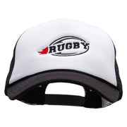 Rugby Embroidered Summer Foam Mesh Trucker Cap - Black-White OSFM