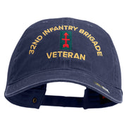 U.S. Army 32nd Infantry Brigade Embroidered Washed Solid Pigment Dyed Cotton Twill Brass Buckle Cap - Navy OSFM
