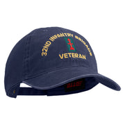 U.S. Army 32nd Infantry Brigade Embroidered Washed Solid Pigment Dyed Cotton Twill Brass Buckle Cap - Navy OSFM
