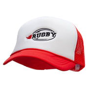 Rugby Embroidered Summer Foam Mesh Trucker Cap - Red-White OSFM