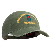 U.S. Army 32nd Infantry Brigade Embroidered Washed Solid Pigment Dyed Cotton Twill Brass Buckle Cap - Olive OSFM