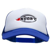 Rugby Embroidered Summer Foam Mesh Trucker Cap - Royal-White OSFM