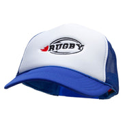 Rugby Embroidered Summer Foam Mesh Trucker Cap - Royal-White OSFM