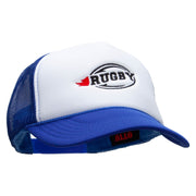 Rugby Embroidered Summer Foam Mesh Trucker Cap - Royal-White OSFM