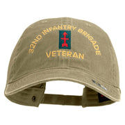 U.S. Army 32nd Infantry Brigade Embroidered Washed Solid Pigment Dyed Cotton Twill Brass Buckle Cap - Khaki OSFM