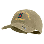 U.S. Army 32nd Infantry Brigade Embroidered Washed Solid Pigment Dyed Cotton Twill Brass Buckle Cap - Khaki OSFM