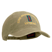 U.S. Army 32nd Infantry Brigade Embroidered Washed Solid Pigment Dyed Cotton Twill Brass Buckle Cap - Khaki OSFM