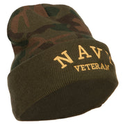 Navy Veteran Letters Embroidered Camo Beanie