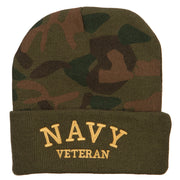 Navy Veteran Letters Embroidered Camo Beanie