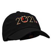 Numbered Lunar New Year Embroidered Unstructured Cotton Twill Washed Cap