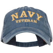 Navy Veteran Letters Embroidered Washed Cap