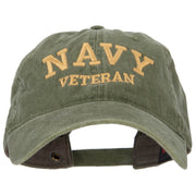 Navy Veteran Letters Embroidered Washed Cap