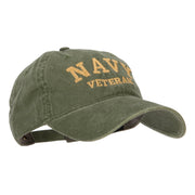 Navy Veteran Letters Embroidered Washed Cap