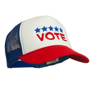 Vote with Stars Embroidered Foam Mesh Back Cap