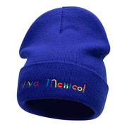 Viva Mexico Spanish Phrase Embroidered Long Knitted Beanie