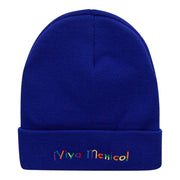 Viva Mexico Spanish Phrase Embroidered Long Knitted Beanie